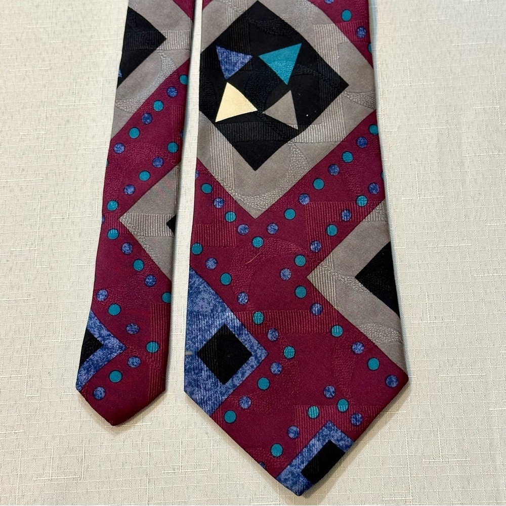 Z Uomo 100% Silk Geometric Tie Vintage 1998